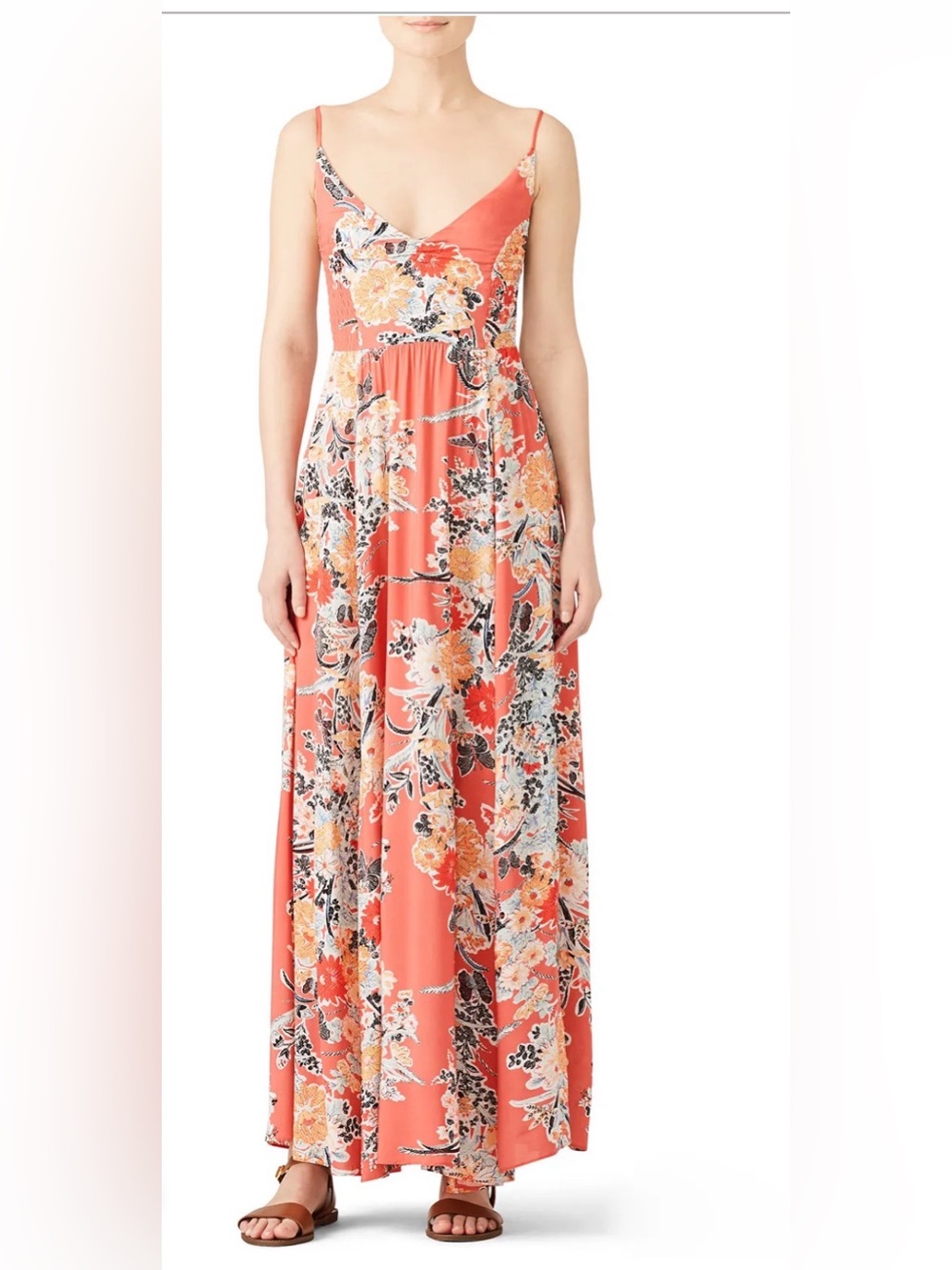 Free People "Through The Vine" Maxi Dress in Red Combo colorway XSmall